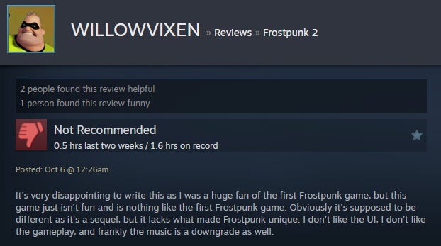 Imagem do artigo intitulado Frozen City Builder Frostpunk 2, conforme contado pelas avaliações do Steam